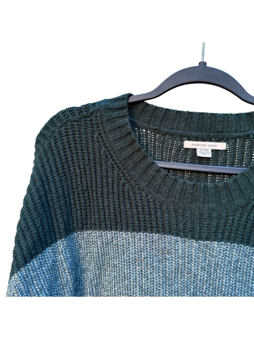 American Eagle Oversize Striped Sweater XL Womens Green Purple Blue Knit Cozy - Picture 2 of 7